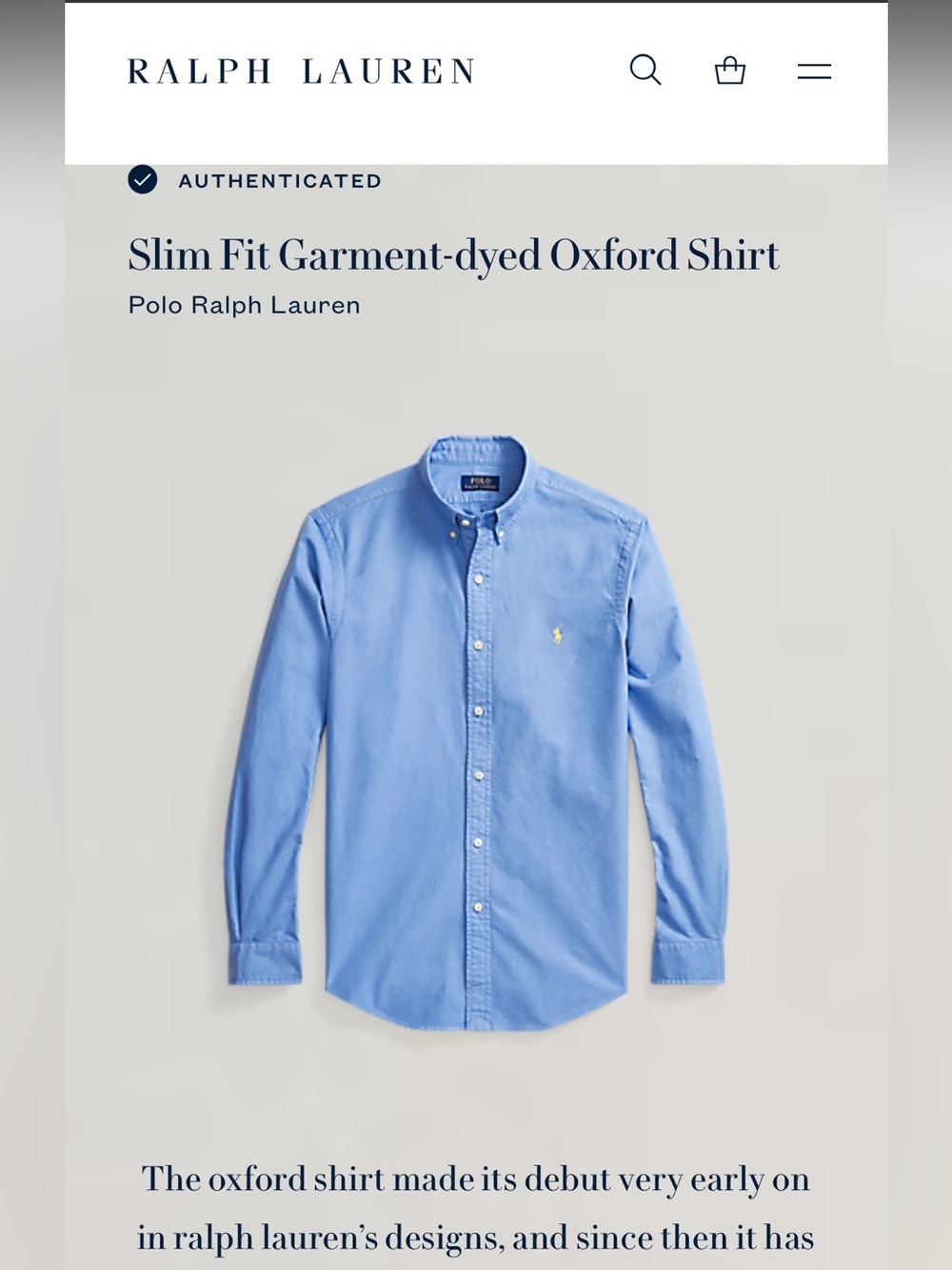 Ralph Lauren Polo Slim Fit Light Blue Button-Down Shirt